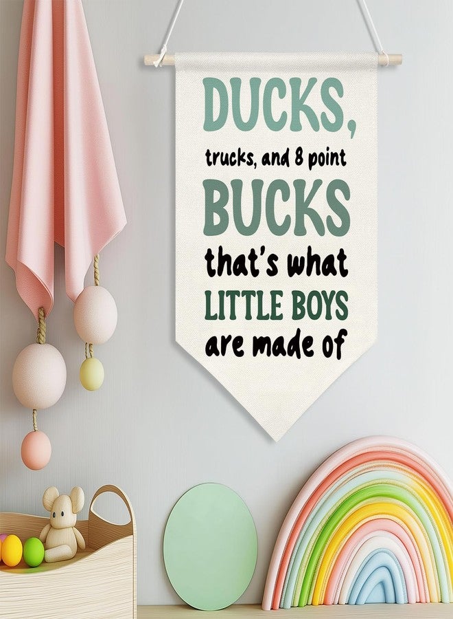 ZTGDA Boys Room Wall Banner-Ducks, Trucks, and Bucks-Canvas Hanging Poster, Western Country Woodland Baby Nursery Wall Art for Boys Room, Toddler Playroom Decor, Gift for New Parents or Baby Shower 16x11inch (KD20) - Image 2
